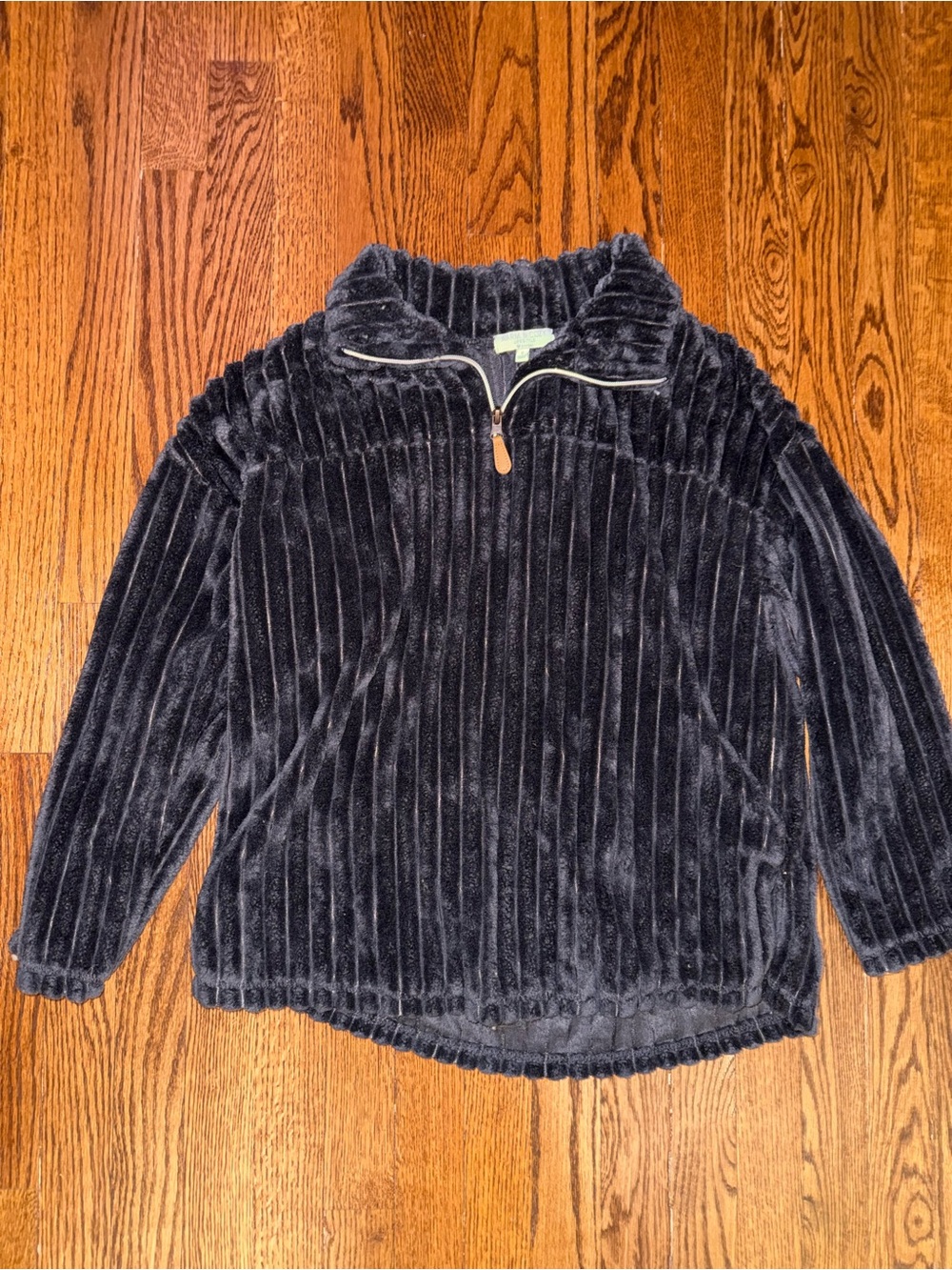 Cozy Women's Plush Quarter-Zip Pullover Hoodie - Black